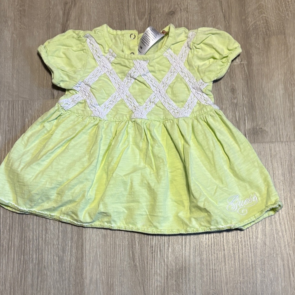 Guess Light Green Baby Dress with White Lace